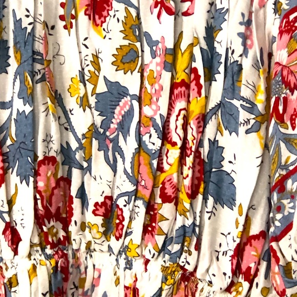 Floral Tunic Puff  Short Sleeve Large white Pink Red Nicole Miller - Picture 3 of 9